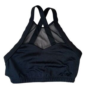 Black Dance Crop Top Bra Top Mesh Crossback High Neck Halter Body Wrappers Small